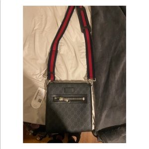 Gucci Web Strap Messenger Bag, GG canvas, small